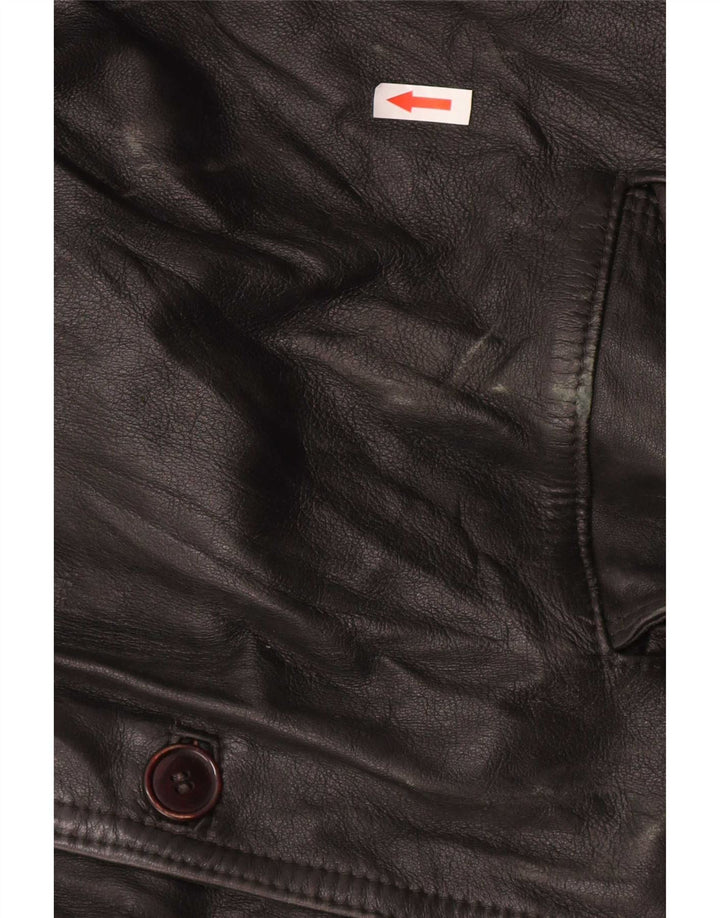 Jaqueta de couro masculina vintage UK 40 grande preta