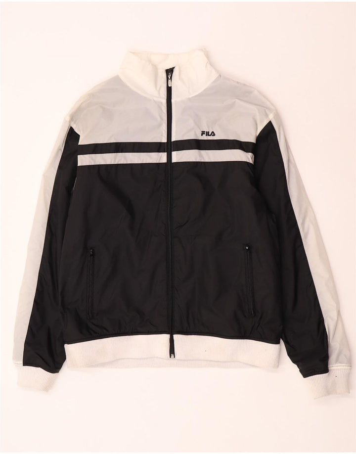 Jaqueta bomber masculina Fila UK 40 grande poliamida colorblock preta