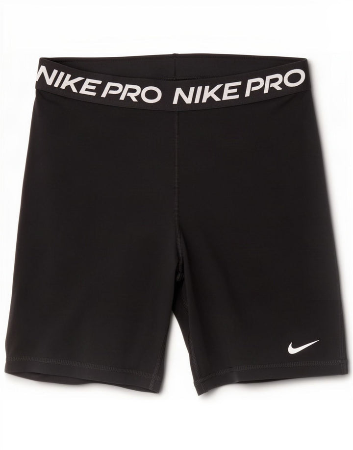 Nike Womens Dri Fit Graphic Sport Shorts UK 12 Médio Preto Poliéster