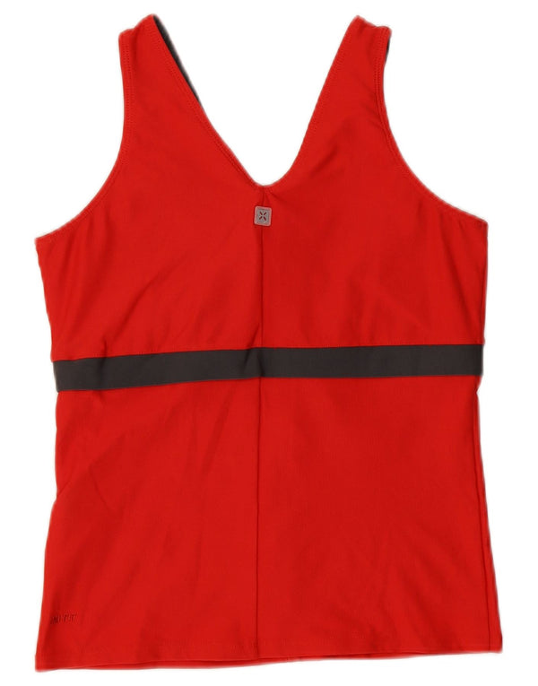 Nike Womens Dri Fit Vest Top UK 14/16 Grande Vermelho Colorblock Poliéster