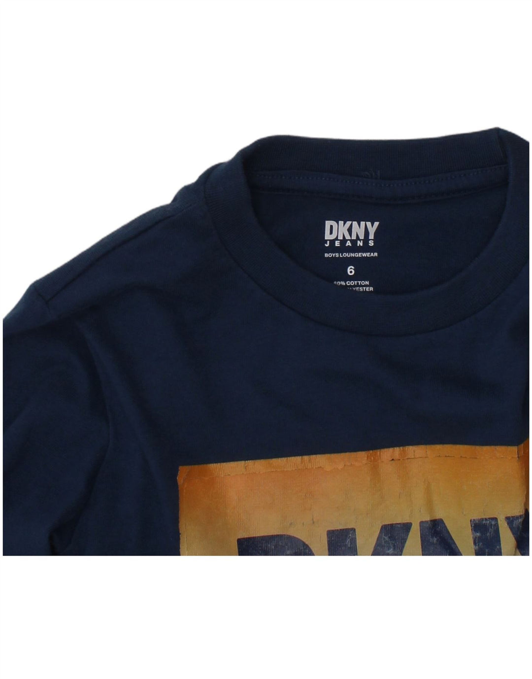 DKNY Boys Graphic Top manga comprida 5-6 anos azul marinho algodão