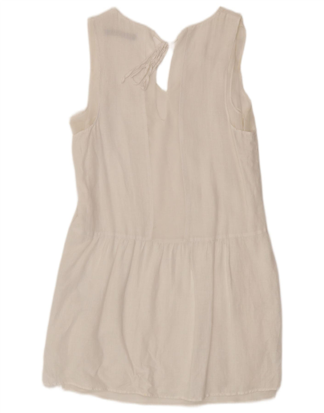 Vestido feminino sem mangas Zara UK 10 pequeno linho branco