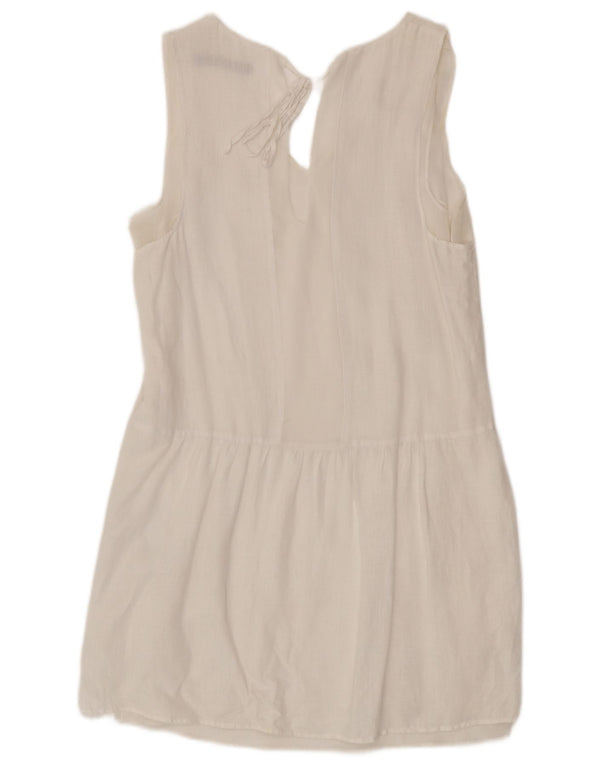 Vestido feminino sem mangas Zara UK 10 pequeno linho branco