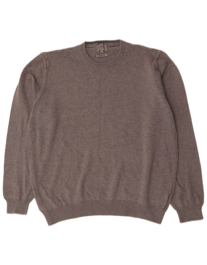 Suéter masculino Marks & Spencer com gola redonda, grande algodão cinza