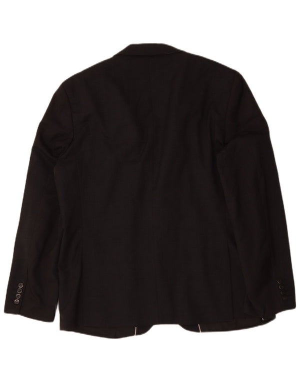 Jaqueta blazer masculina Marks & Spencer Autograph 2 botões Reino Unido 44 XL lã preta