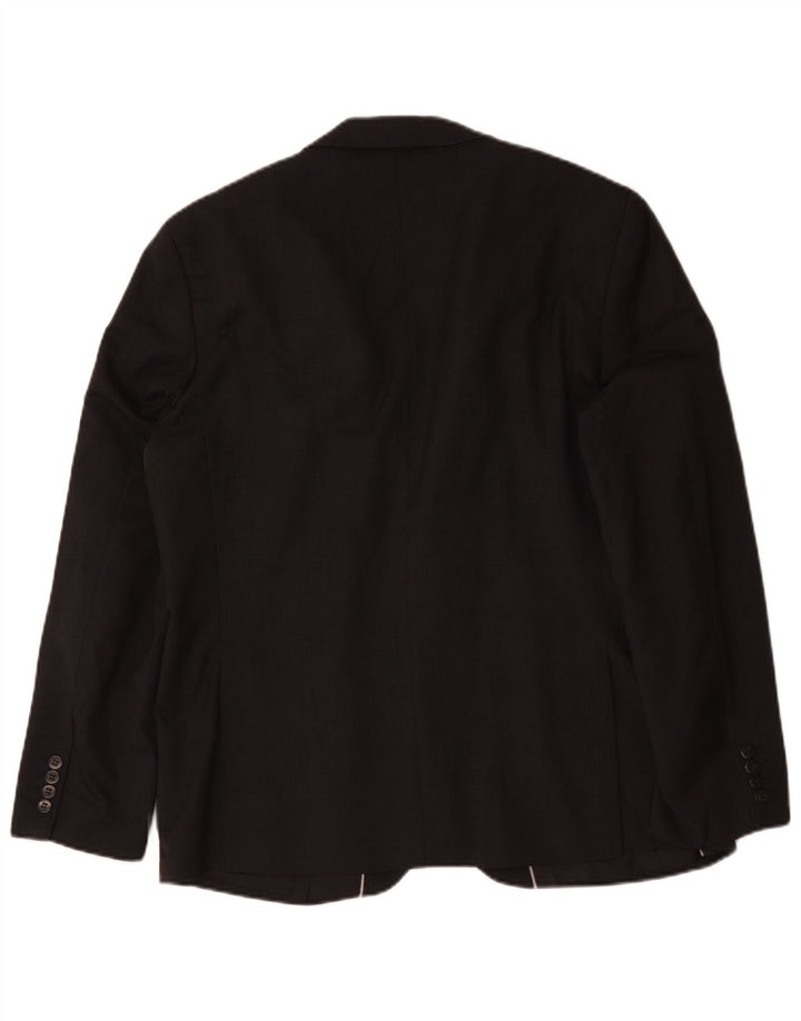 Jaqueta blazer masculina Marks & Spencer Autograph 2 botões Reino Unido 44 XL lã preta