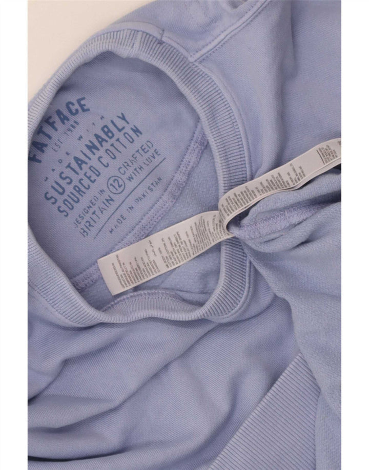 Moletom feminino Fat Face Jumper UK 12 algodão azul médio