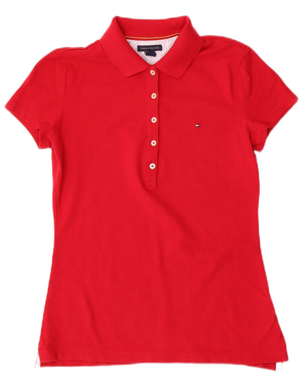 Camisa polo feminina Tommy Hilfiger UK 10 pequena vermelha
