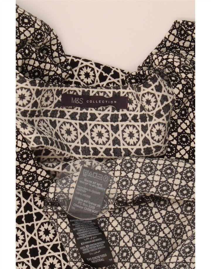 Vestido feminino MARKS & SPENCER UK 14 grande viscose geométrica preta