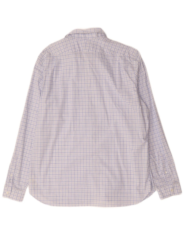 Camisa masculina Lacoste Slim Fit tamanho 46 2XL algodão xadrez azul