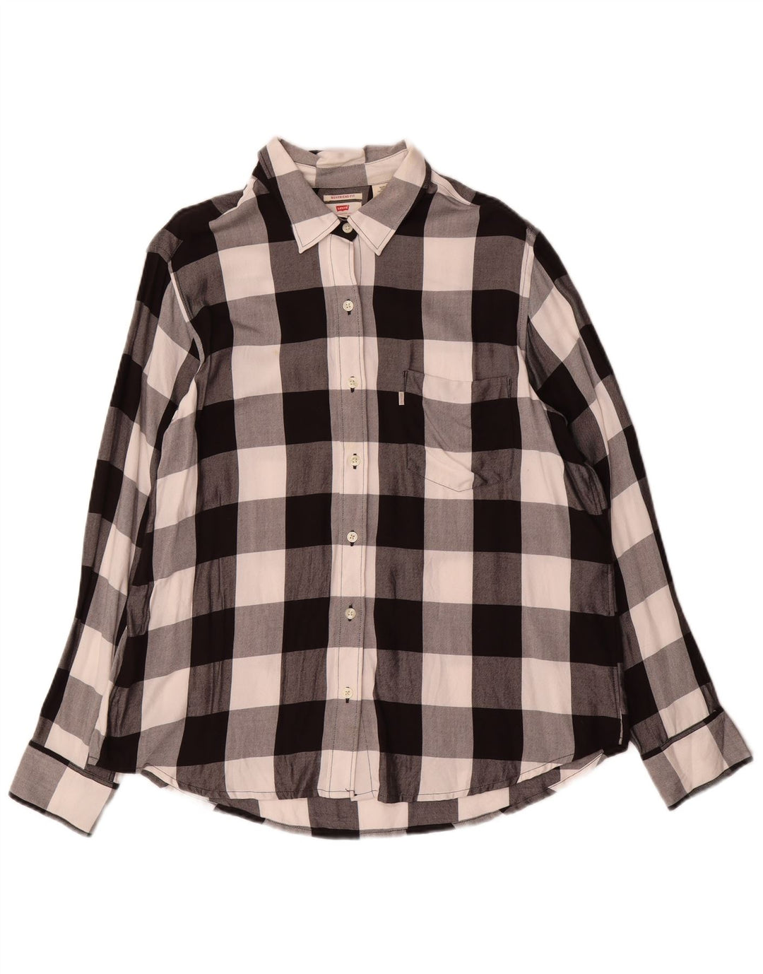 Camisa feminina de flanela Boyfriend Levi's UK 16 grande preta guingão