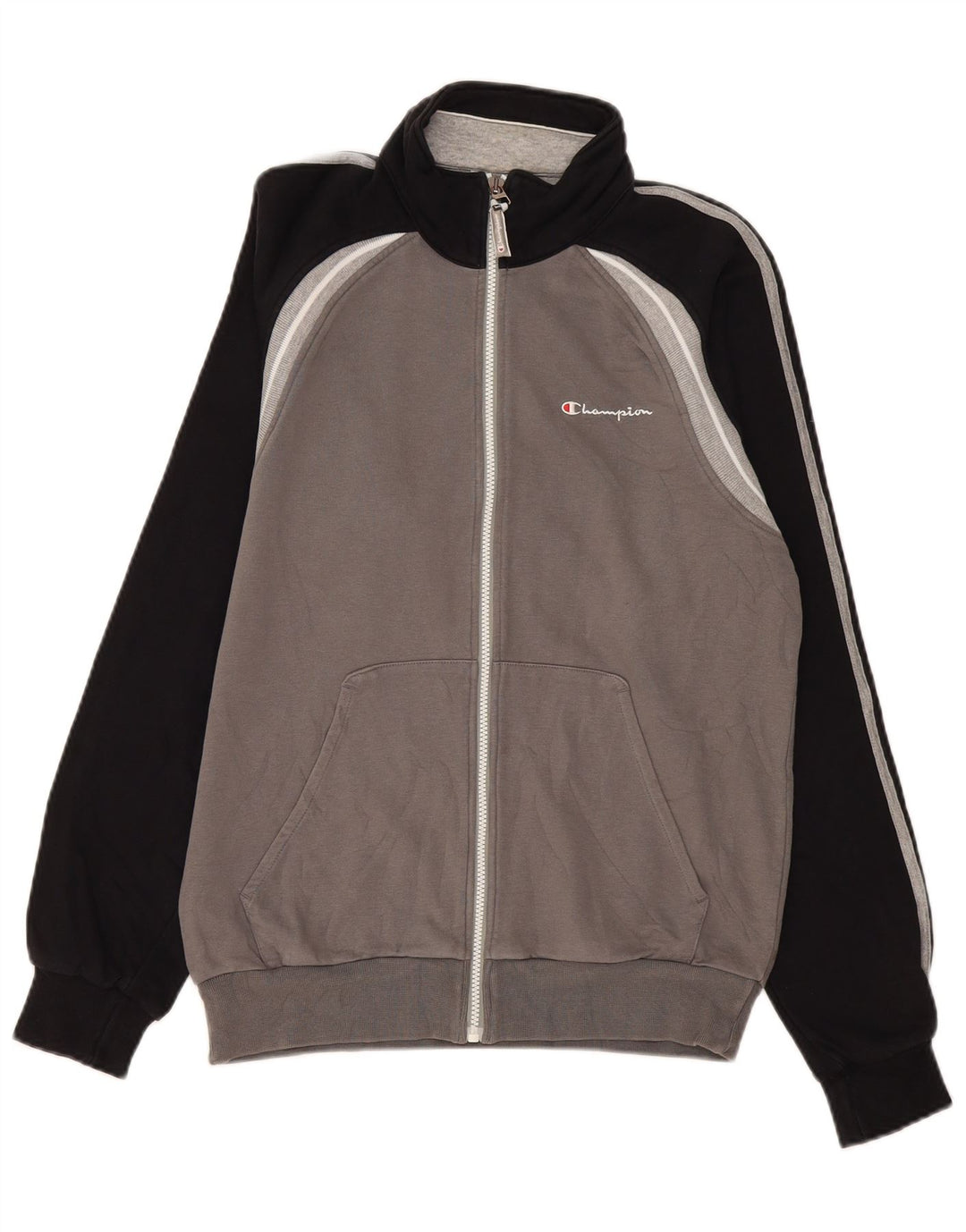 Jaqueta masculina Champion Tracksuit Top cinza médio bloco colorido