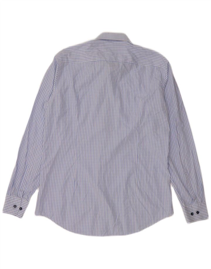Hugo Boss Mens Slim Fit Camisa Tamanho 41 16 Grande Azul Gingham Algodão