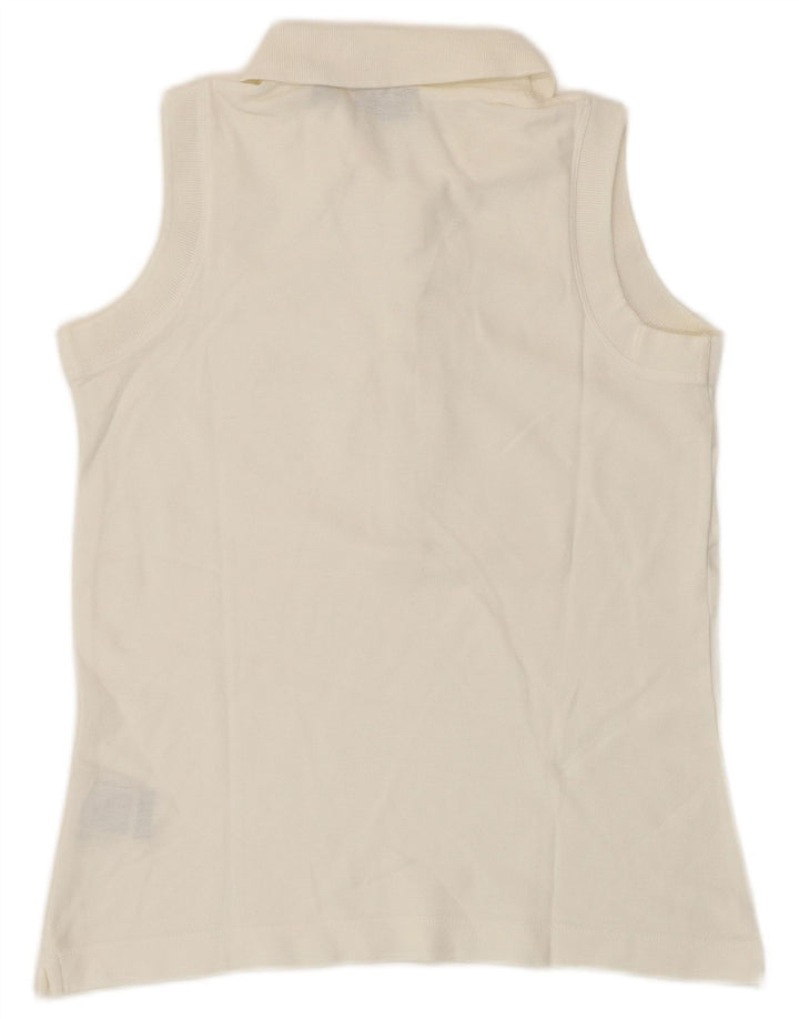 Camisa polo feminina sem mangas Fila UK 12 algodão branco médio