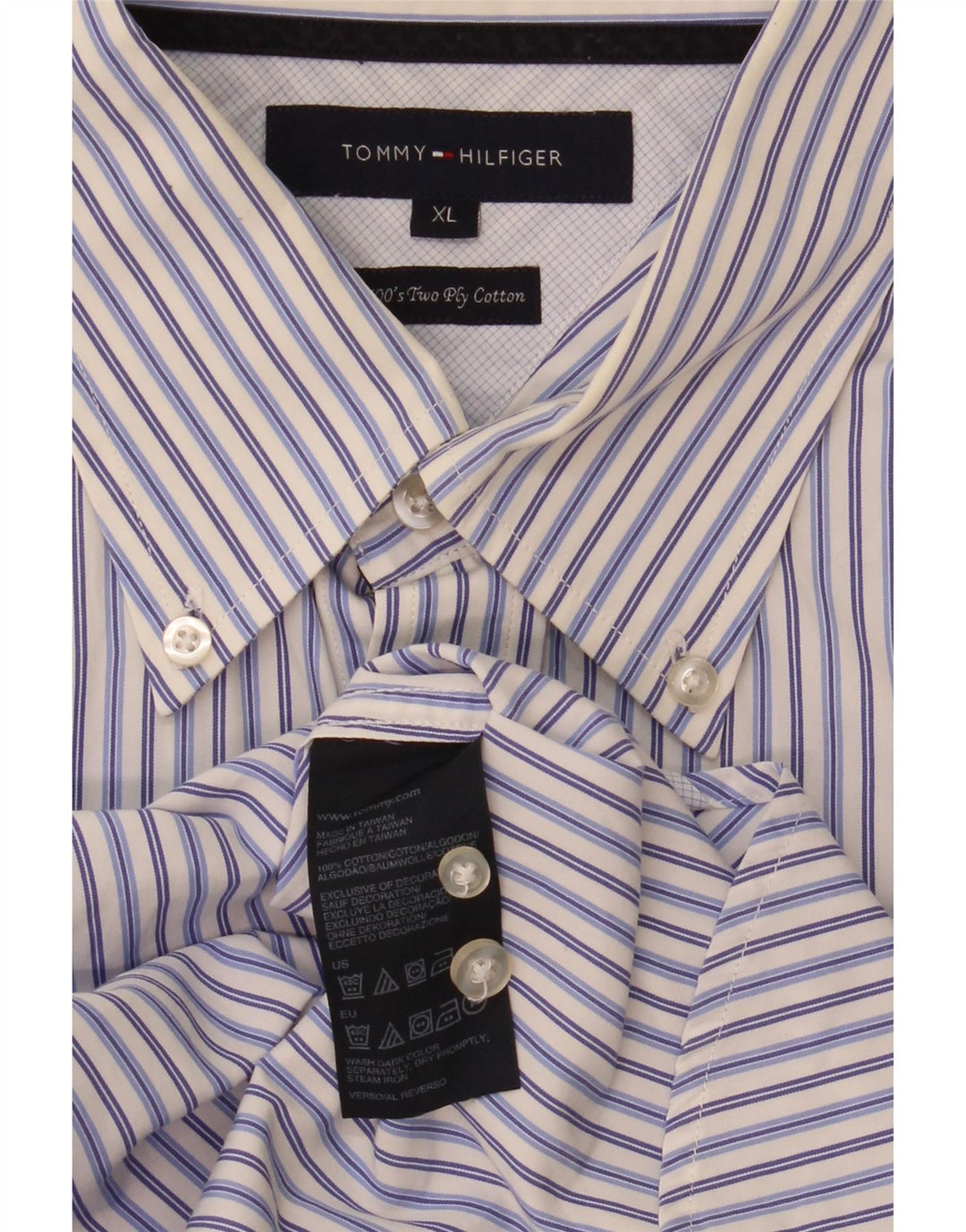Camisa masculina Tommy Hilfiger XL listrada azul algodão