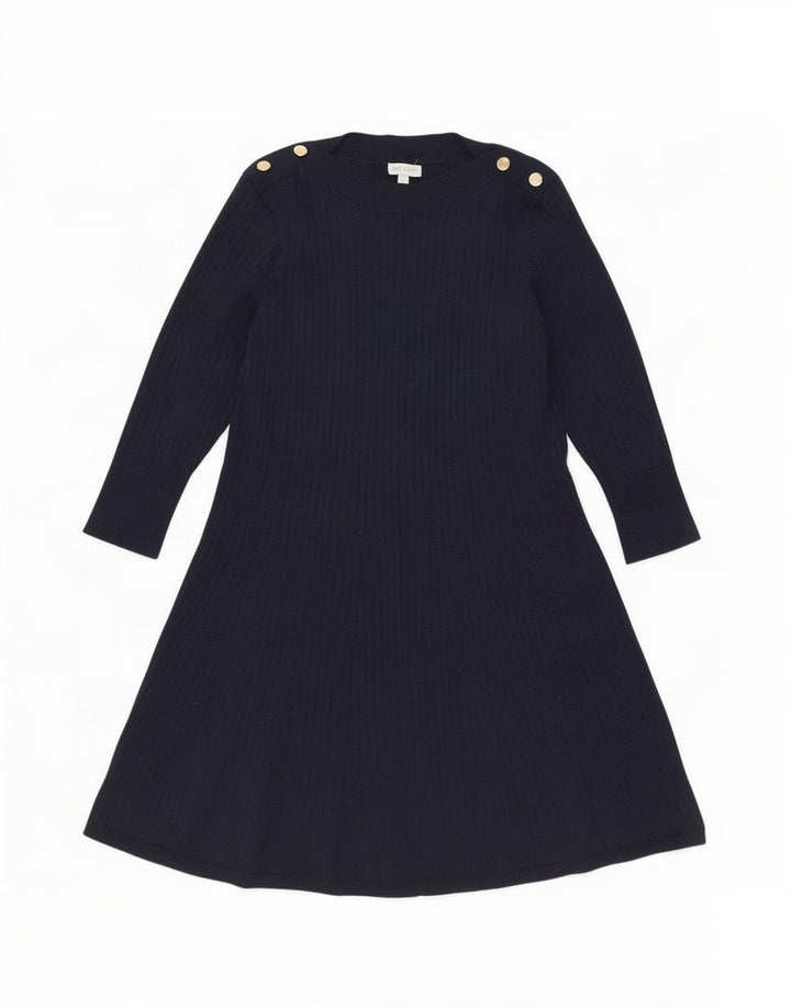 Vestido jumper feminino Monsoon Reino Unido 16 grande poliéster azul marinho