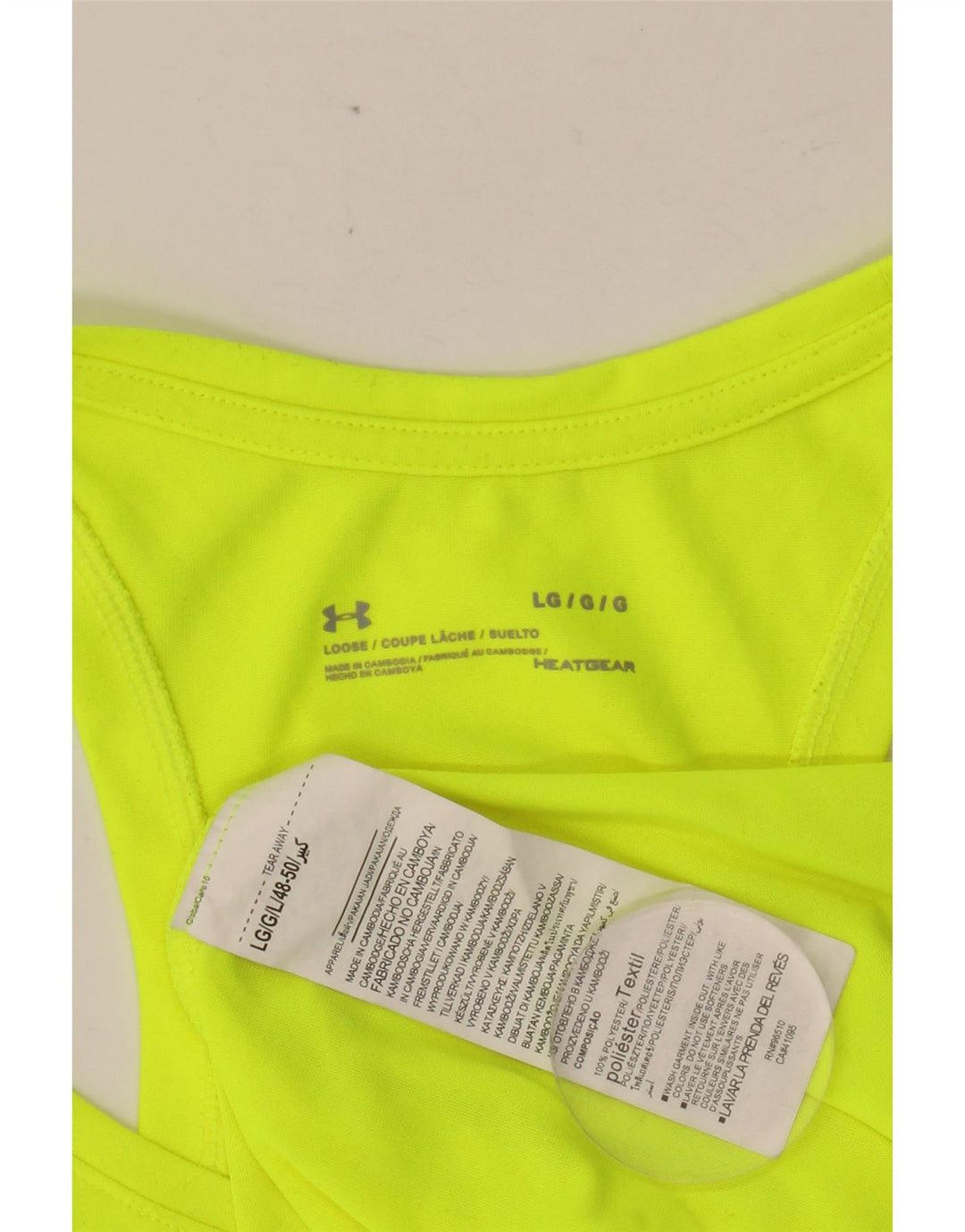 UNDER ARMOUR Mens Heat Gear Graphic Colete Top Grande Poliéster Verde