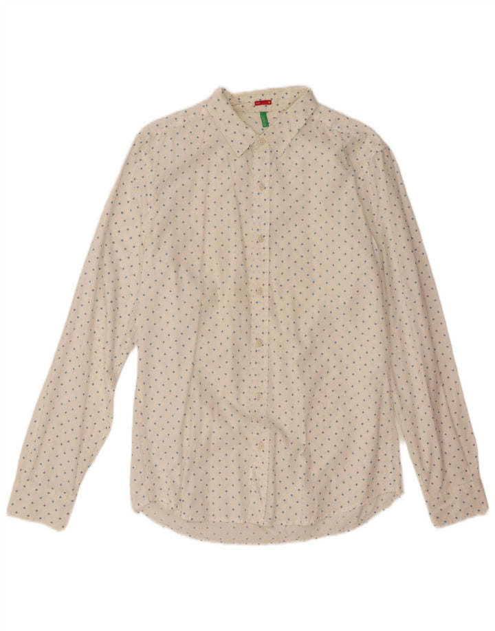 Camisa masculina slim BENETTON médio branco floral