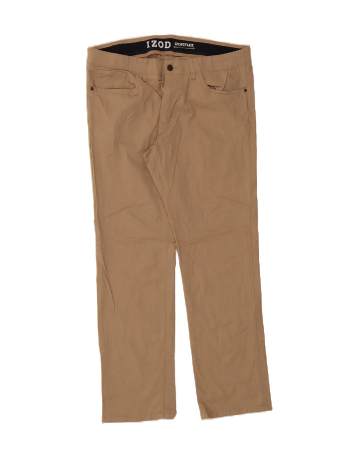 IZOD Mens Straight Casual Trousers W36 L32 Beige Cotton Vintage Izod and Second-Hand Izod from Messina Hembry 