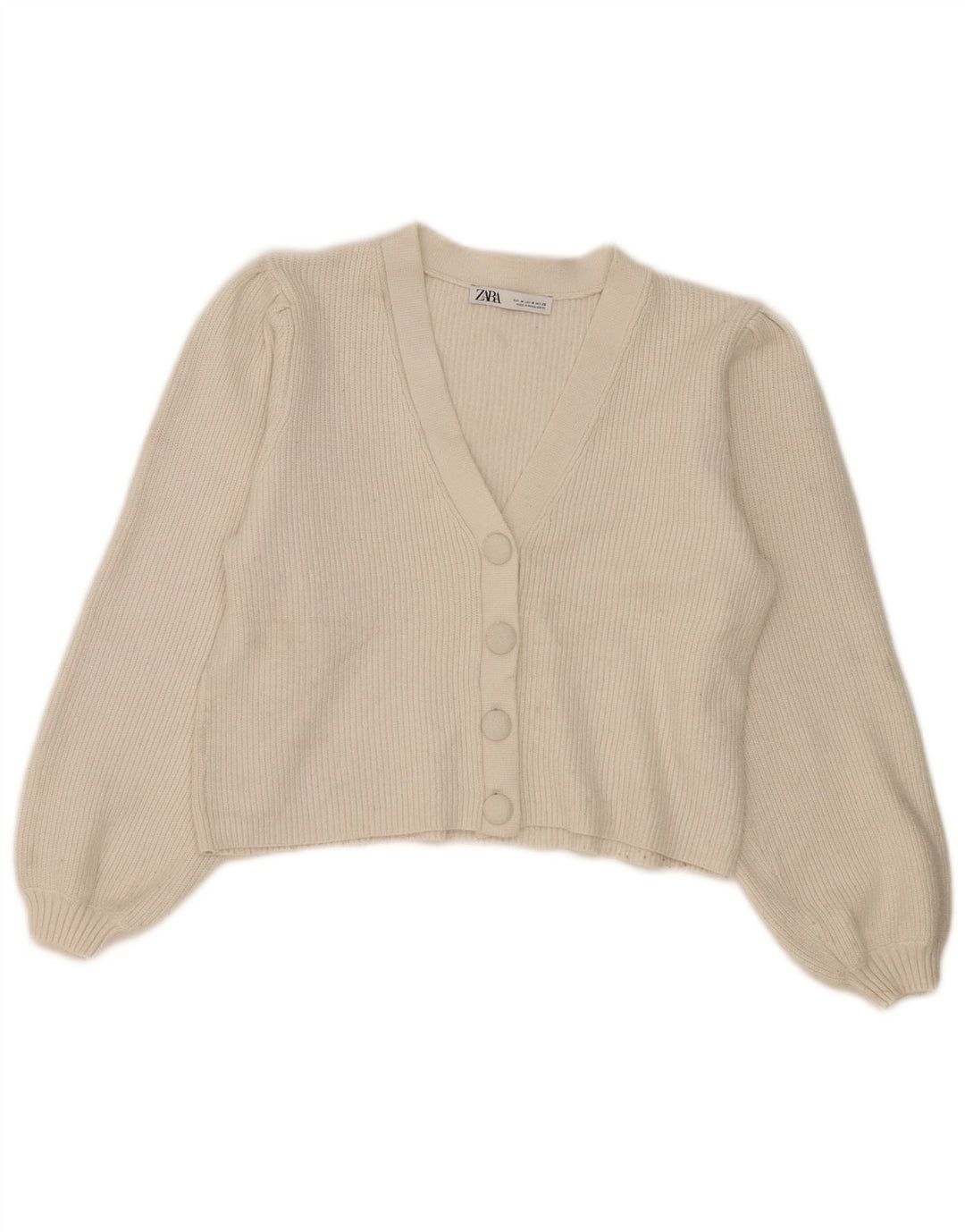 Suéter cardigã feminino Zara UK 14 médio off white viscose