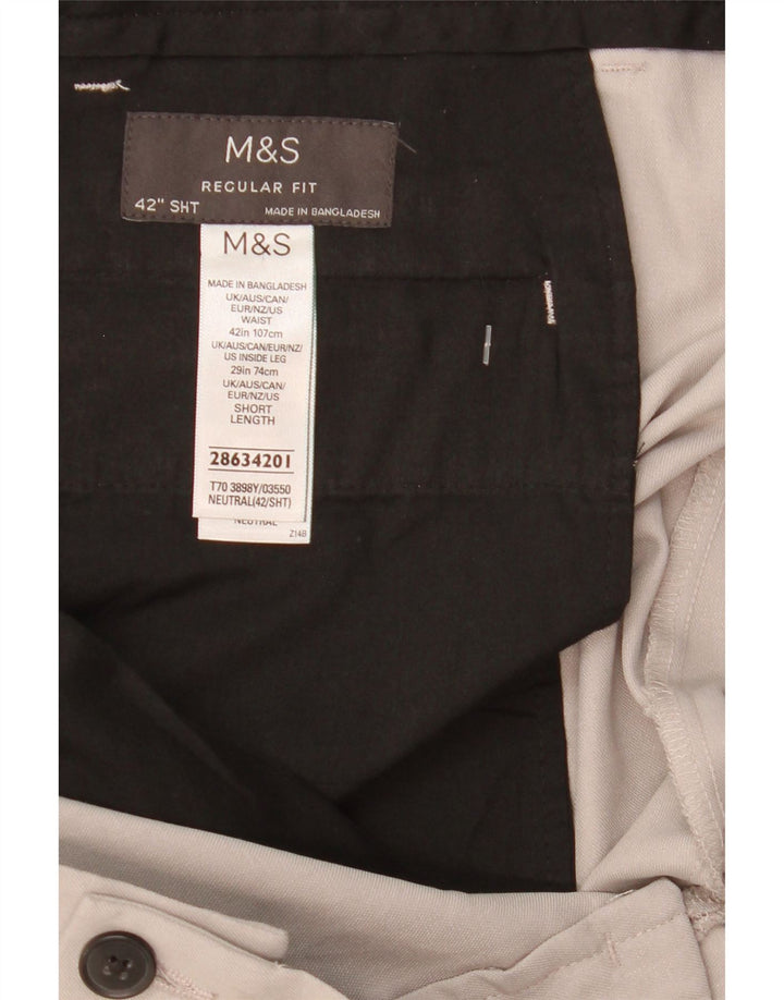 Calça Chino Masculina Marks & Spencer Regular Fit W42 L28 Cinza Poliéster