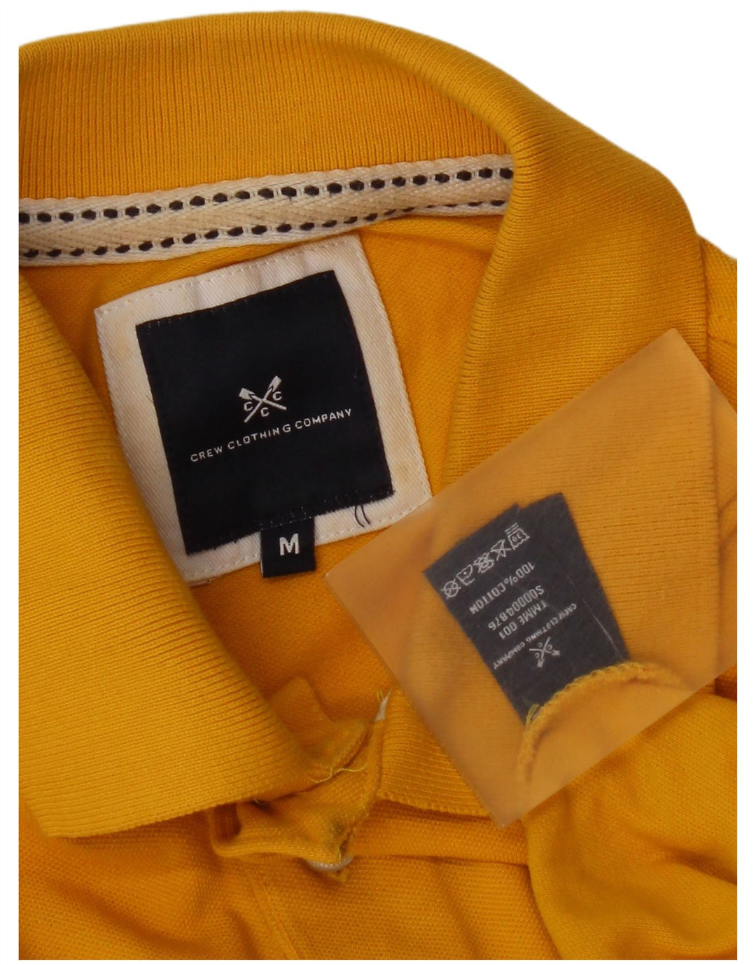 Camisa polo masculina Crew Clothing algodão amarelo médio
