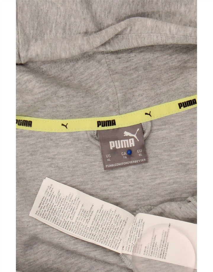 Suéter Puma masculino com capuz e zíper XL cinza algodão