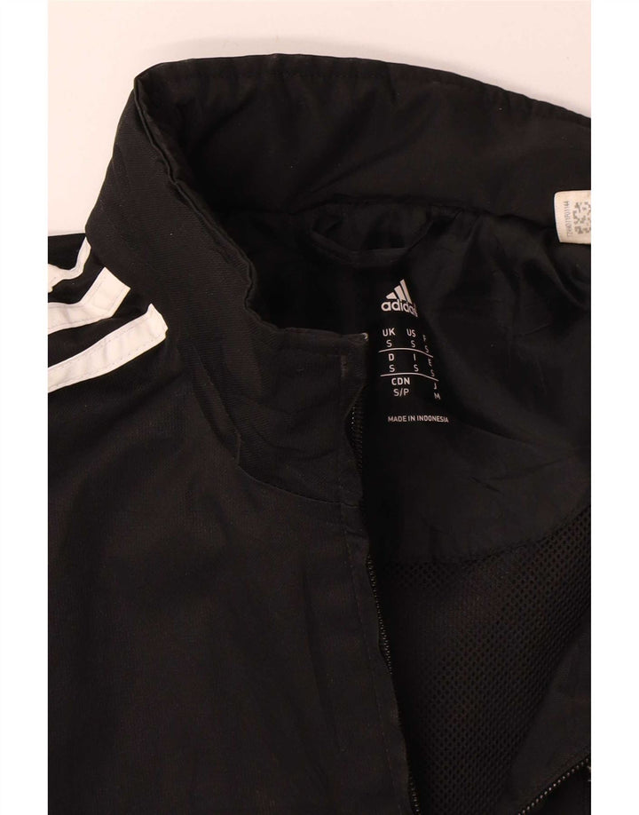Jaqueta de chuva masculina Adidas UK 36 pequena preta colorblock poliéster