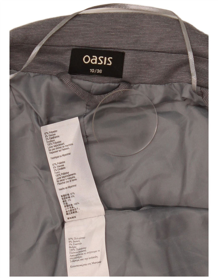 Jaqueta blazer aberta feminina Oasis UK 10 poliéster listrado cinza pequeno