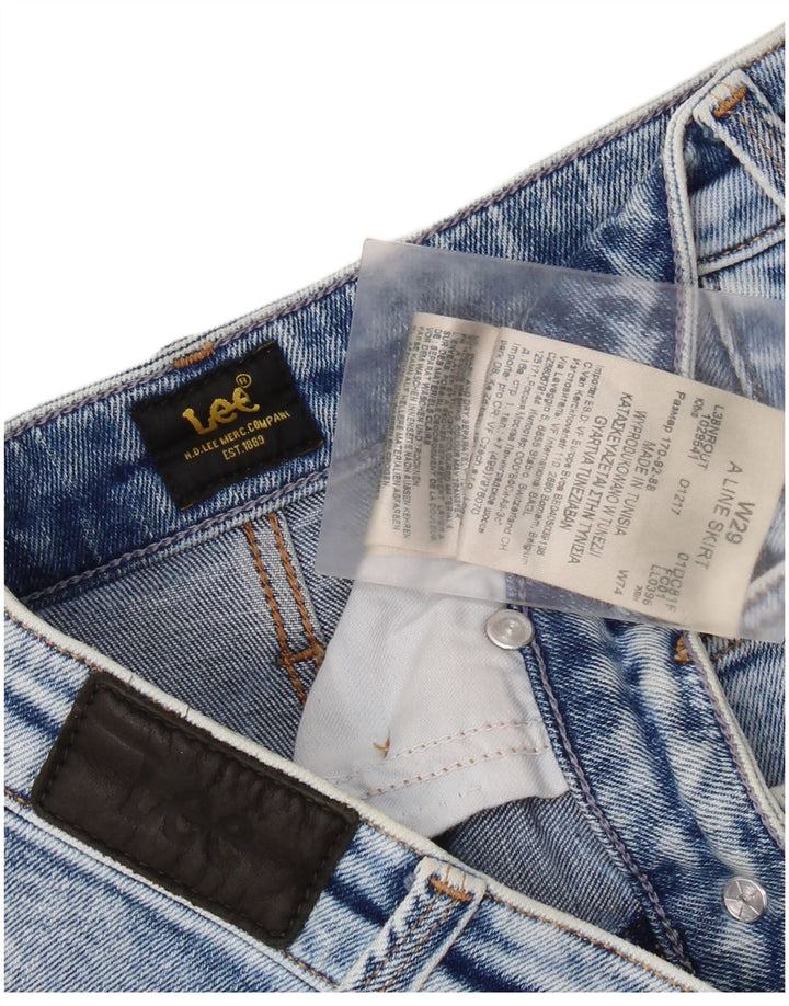 LEE Saia jeans feminina linha A W29 algodão azul médio