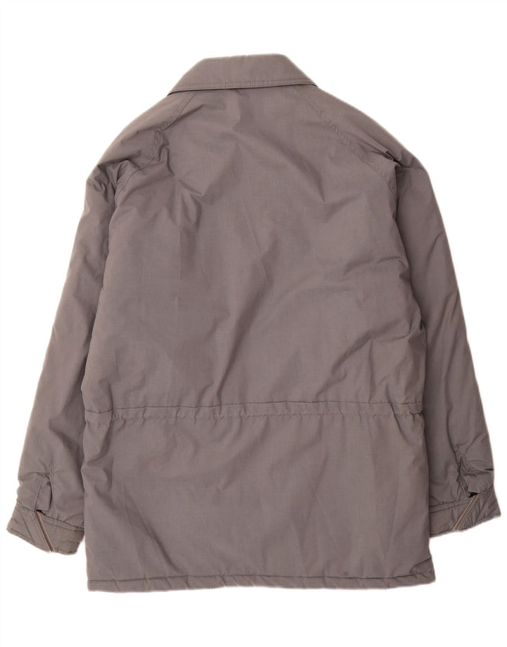 Casaco corta-vento masculino vintage UK 36 poliéster cinza pequeno