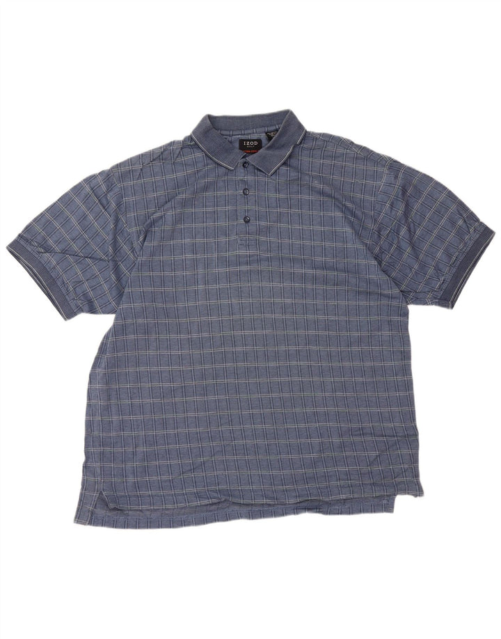 Camisa polo masculina IZOD grande algodão xadrez azul