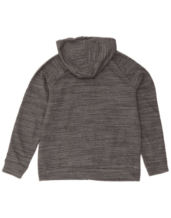 Suéter feminino Adidas com capuz e zíper gráfico UK 16/18 grande algodão listrado cinza
