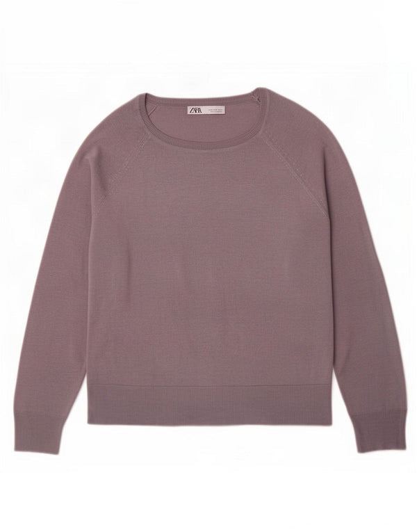 Suéter feminino Zara com gola canoa UK 14 cinza médio