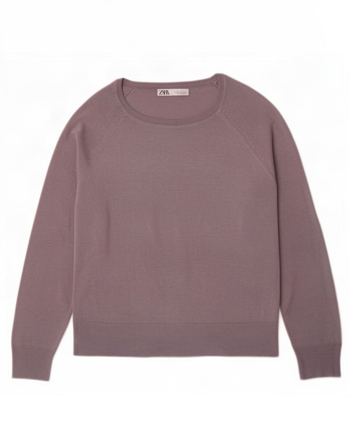 Suéter feminino Zara com gola canoa UK 14 cinza médio