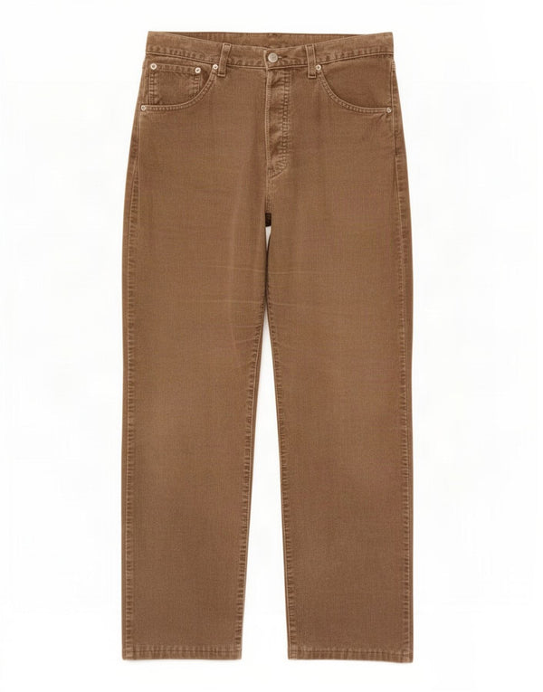 Calça masculina Levi's 551 reta de veludo W32 L30 algodão bege