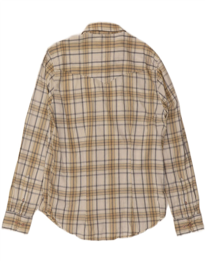 Camisa masculina clássica slim fit WRANGLER algodão xadrez bege médio