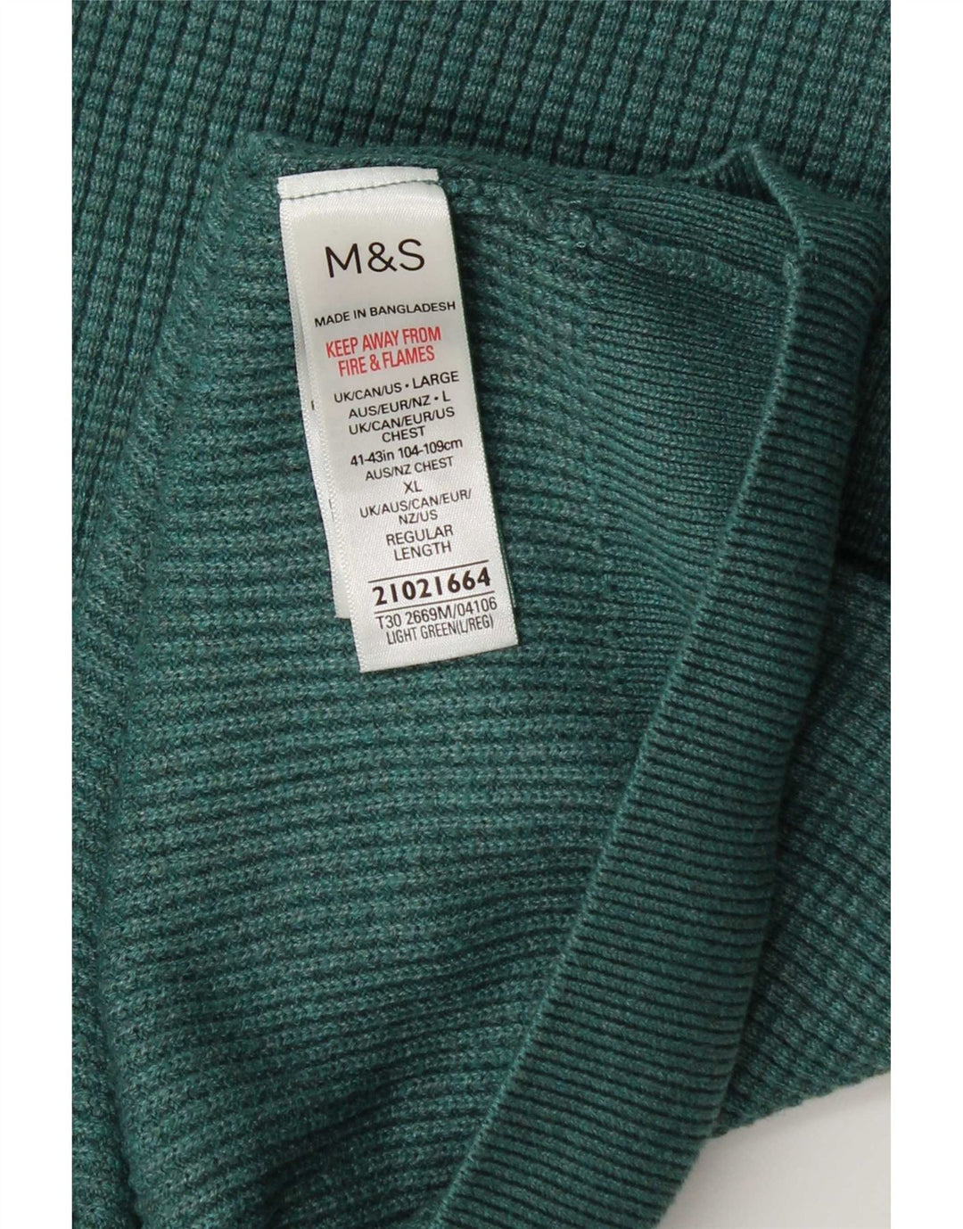 Suéter masculino Marks & Spencer com gola redonda, poliéster verde grande