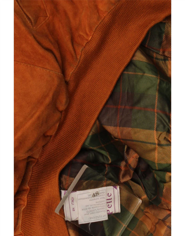 Jaqueta masculina vintage de camurça solta IT 48 Couro marrom médio