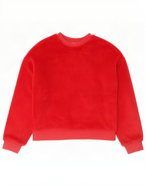 Marks & Spencer Womens Oversized Fleece Jumper UK 6 XS Red Cotton