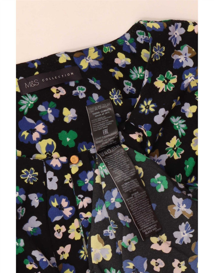 Blusa feminina Marks & Spencer UK 12 poliéster floral preto médio