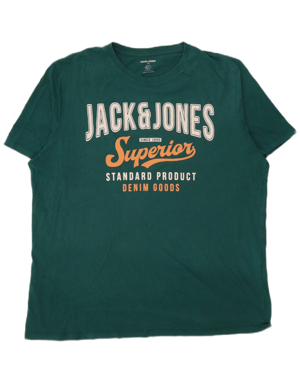 Camiseta gráfica masculina Jack & Jones Top XL algodão verde