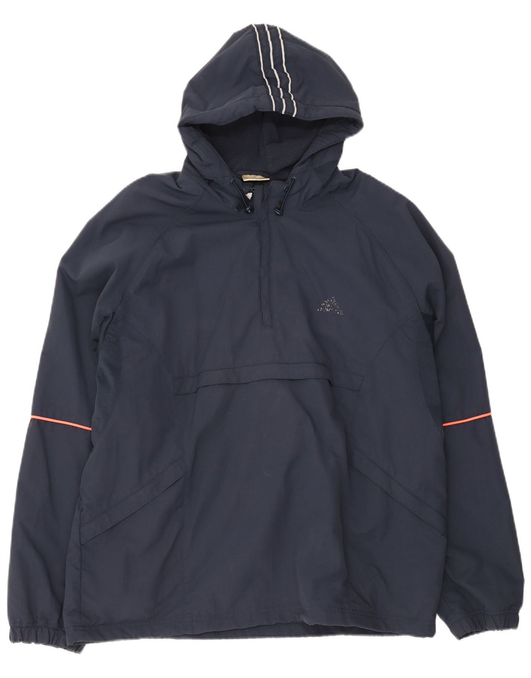 Jaqueta Anorak com capuz masculino Adidas Reino Unido 42/44 grande poliéster azul marinho