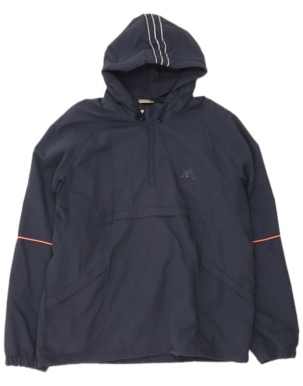 Jaqueta Anorak com capuz masculino Adidas Reino Unido 42/44 grande poliéster azul marinho