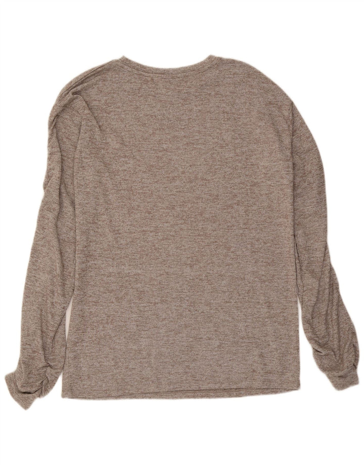 Zara Top feminino oversized manga comprida Reino Unido 10 pequeno cinza manchado