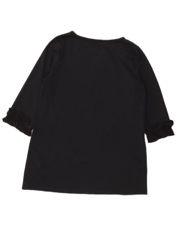 Túnica feminina Marks & Spencer manga 3/4 Reino Unido 12 algodão preto médio
