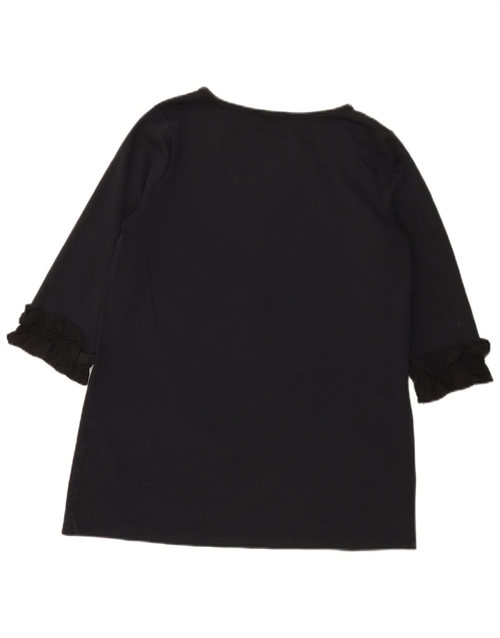 Túnica feminina Marks & Spencer manga 3/4 Reino Unido 12 algodão preto médio