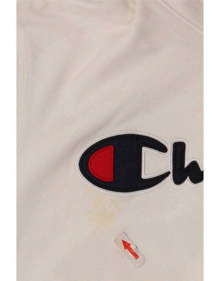 Jumper com capuz gráfico masculino Champion médio algodão branco
