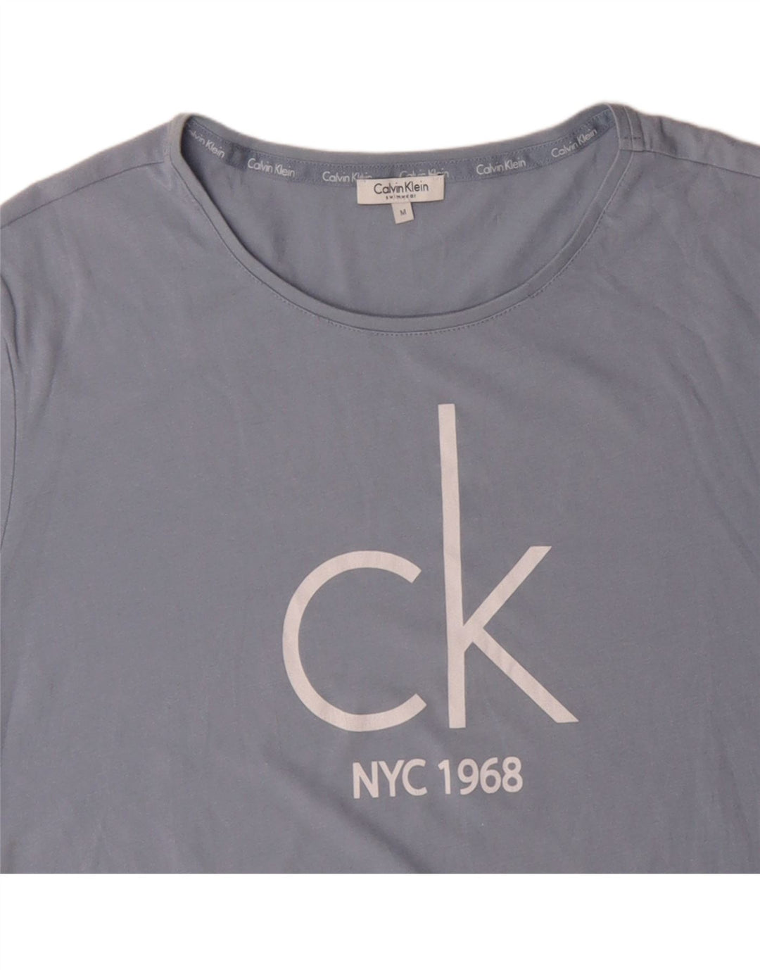 Camiseta masculina CALVIN KLEIN com estampa gráfica de algodão azul médio