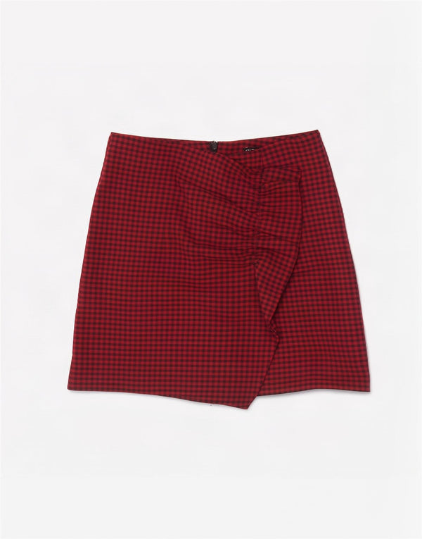 Shorts casuais femininos de cintura alta Zara XS W24 poliéster xadrez marrom